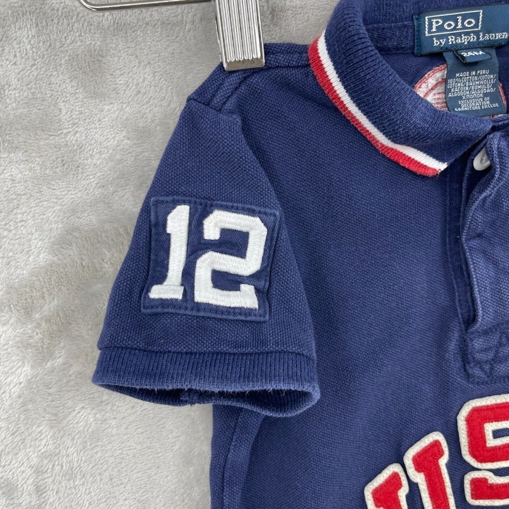 Polo Ralph Lauren 2012 USA Olympic Team Embroidered Polo Shirt Navy Boy's 24M - Picture 4 of 10